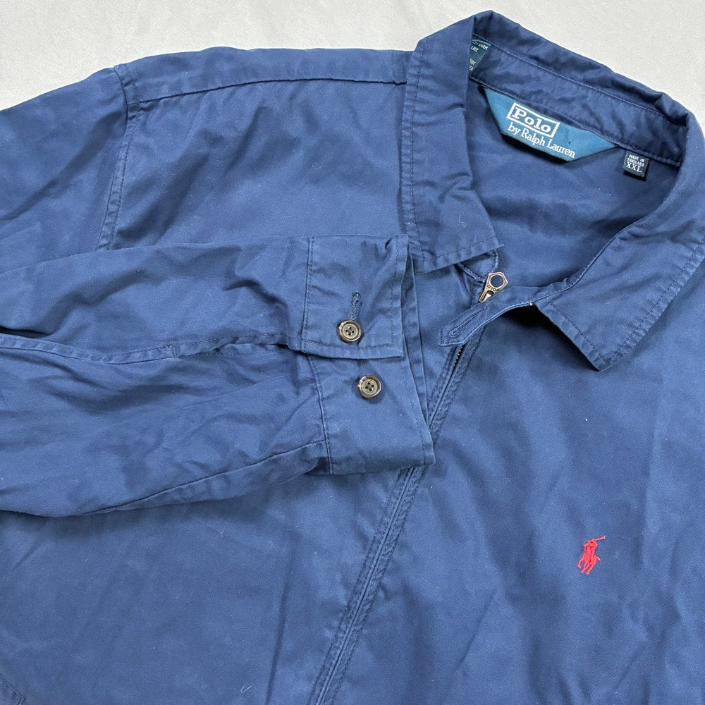 Polo Ralph Lauren Harrington Jacket Mens XXL Navy Blue Cotton Full Zip VTG 90s
